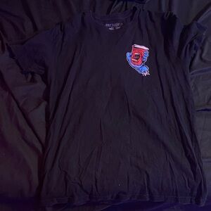 Riot Society Black Tee with Red and Blue Graphics